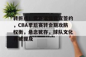 关于转折点！费耶诺德官宣签约，CBA季后赛转会期攻防权衡，悬念犹存，球队文化再被提及的信息-九游娱乐